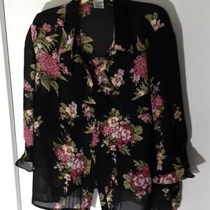 premier international blouse women's 3x feminine Black floral top xxxl shirt